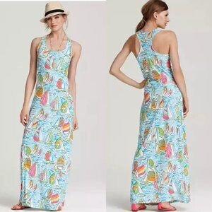 Lilly Pulitzer Treena You Gotta Regatta Maxi Dress Sailboat Beach Resort Size S